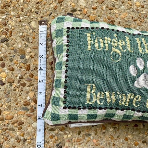 NWT Forget the Dog Beware of Kids Jacquard Woven Pillow Made in USA - Picture 5 of 6